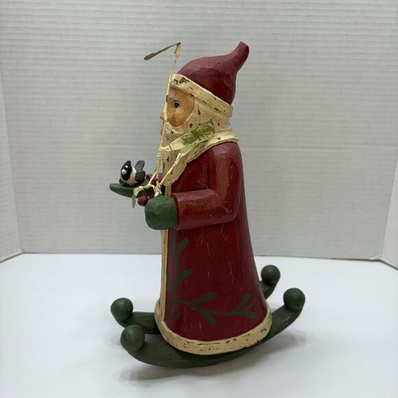 Vintage Y2K Hand-carved Hand-painted wooden Folk Art Old World Santa xmas Decor - Picture 5 of 8